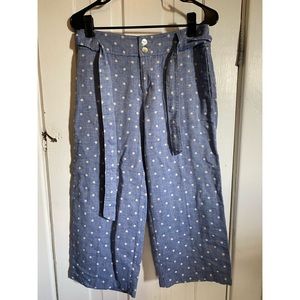 Denim polka dot wide leg pants